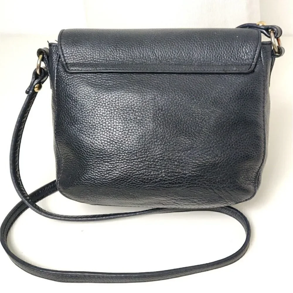 VTG TOMMY HILFIGER BLUE GENUINE LEATHER MESSENGER SHOULDER BAG X-BODY HANDBAG